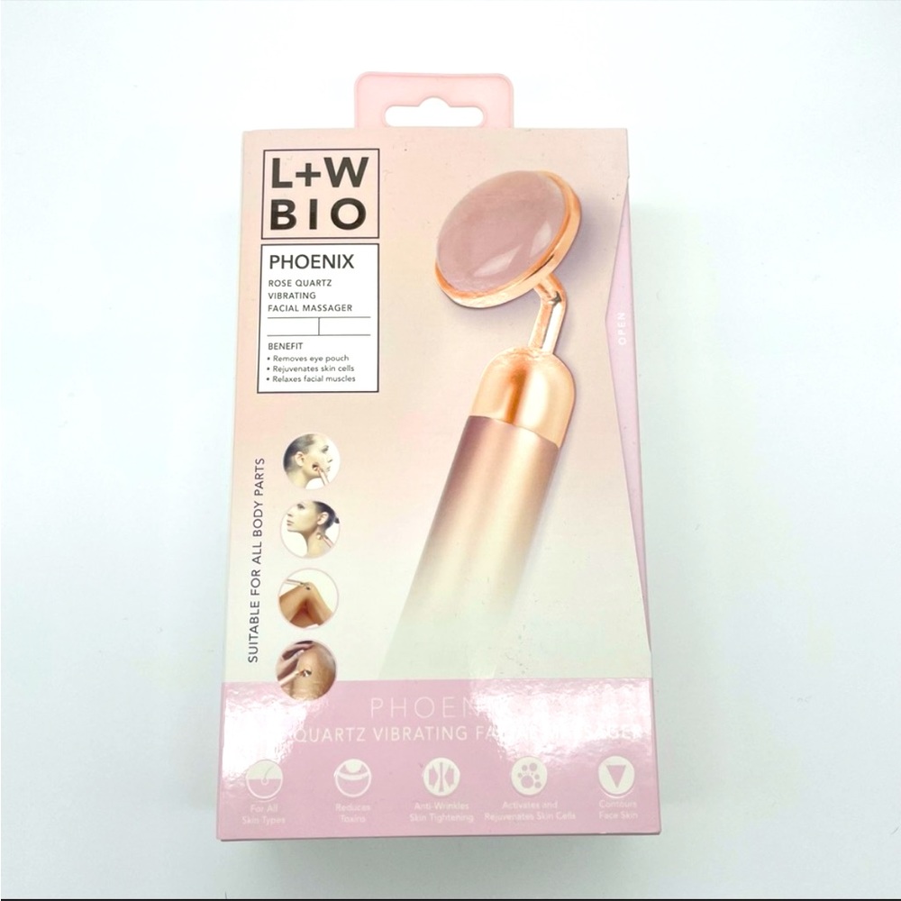 L+W Bio Rose Quartz Vibrating Facial Massager.
